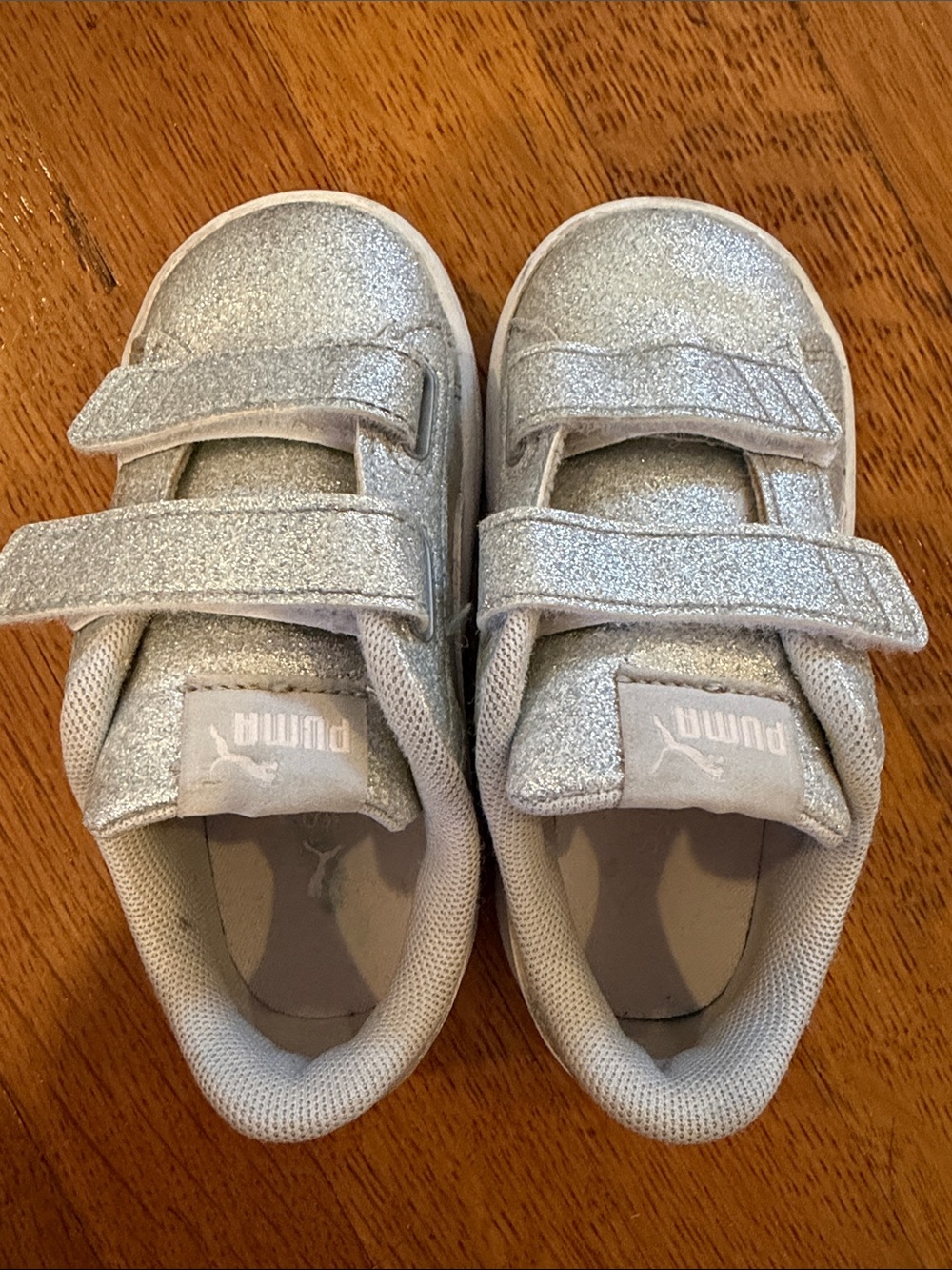 Puma Toddler Silver Glitter Velcro Sneakers